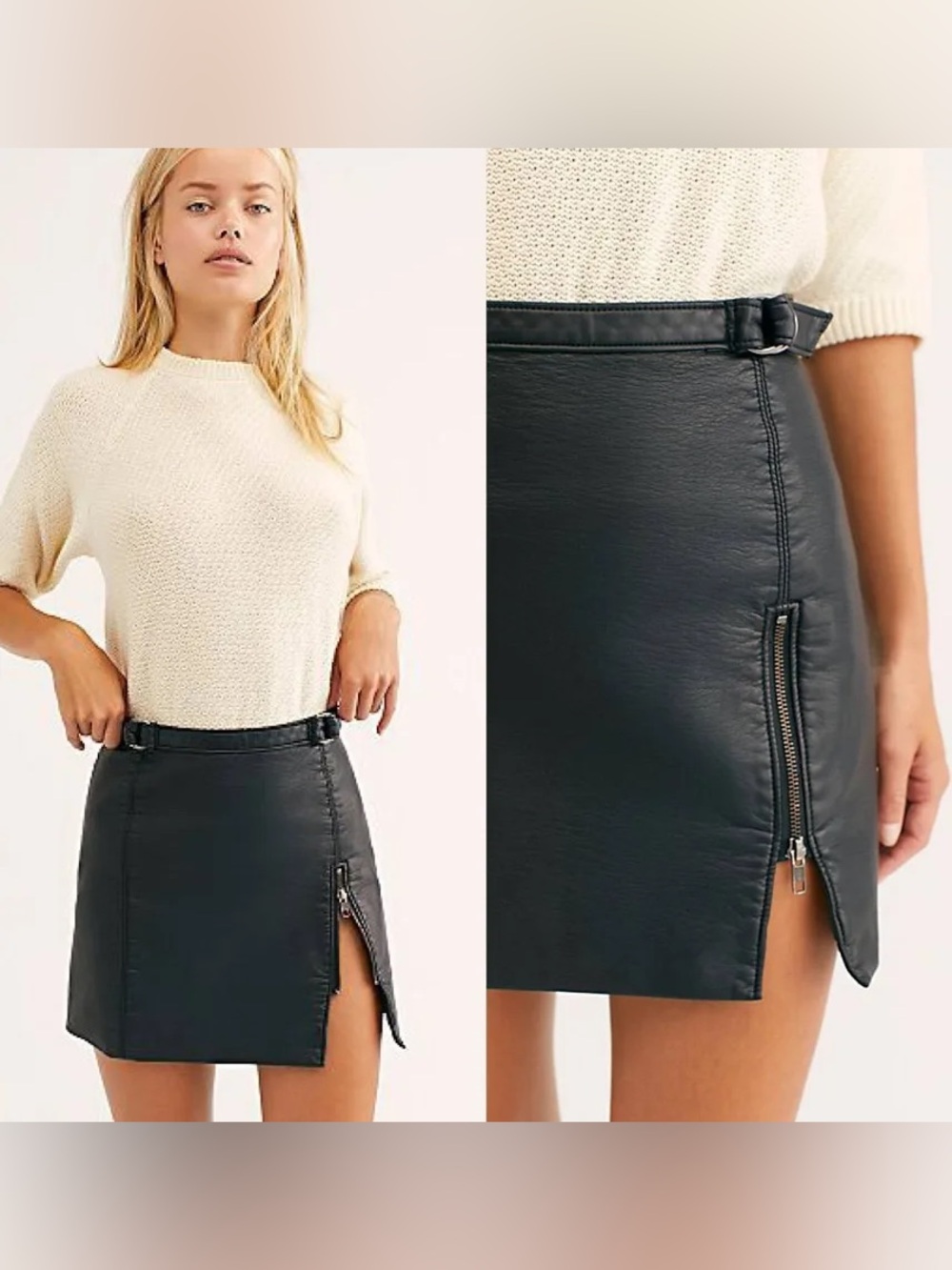 NWT Free People Midnight Magic Faux Leather Mini Skirt